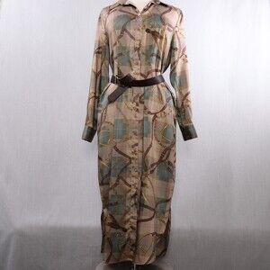 Ralph Lauren Midi Shirtdress Womens 10 Brown Plaid Twill Equestrian NO BELT
